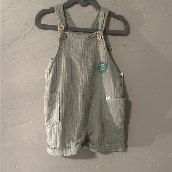 Little Planet Baby Organic Cotton Gauze Shortalls in Green, 9M - Picture 2 of 3